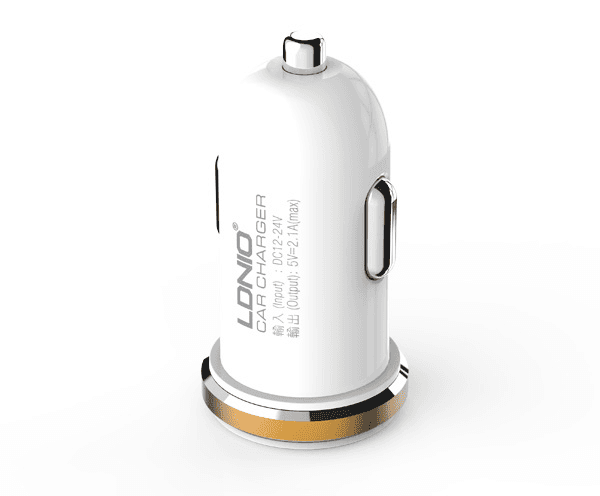 LDNIO Auto punjač DL-C22 dual USB 2.1A, Beli