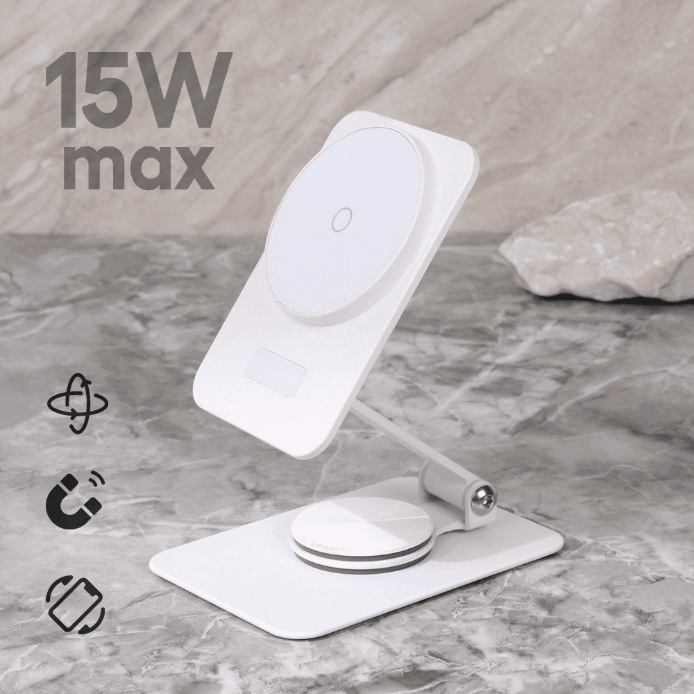 Kućni punjač Wireless 15W rotirajuci, Beli