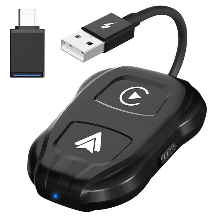 TechAdro Carplay bežični Adapter za auto Andorid 2u1 USB, Type C, Crni