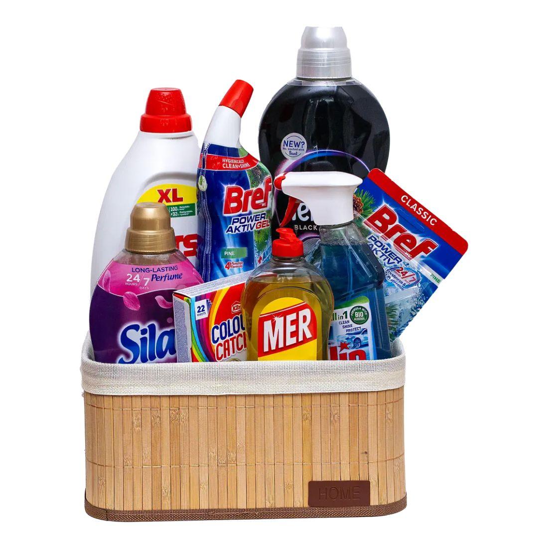 Henkel Paket kućne hemije, 8 proizvoda + Bambus korpa za odlaganje