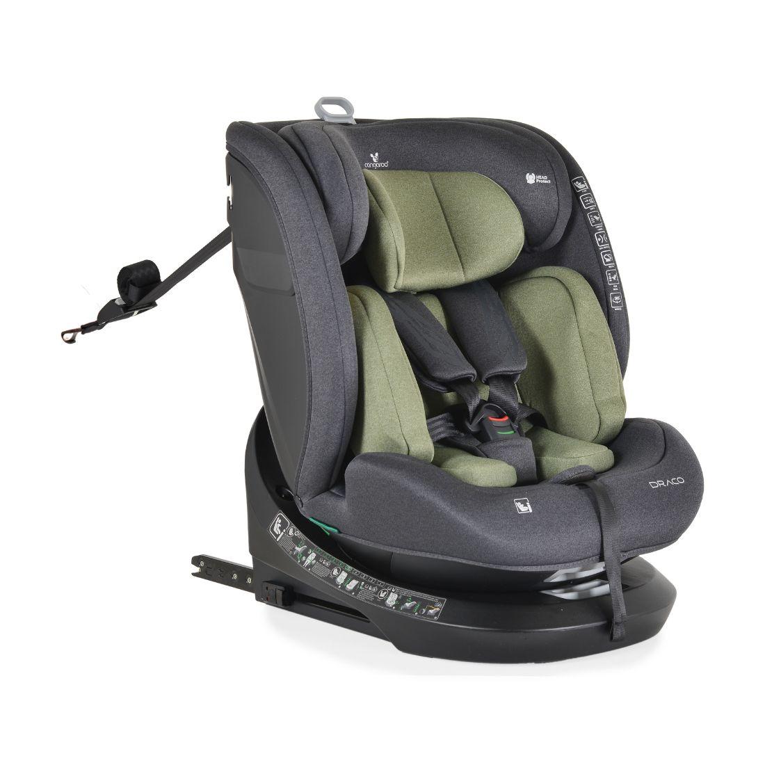 Cangaroo Auto sedište Draco, 40-150 cm, Isofix, Sivo-maslinasto
