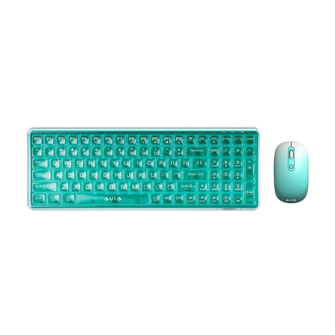 Aula Bežična tastatura i miš AC210 Green Combo, 2.4G