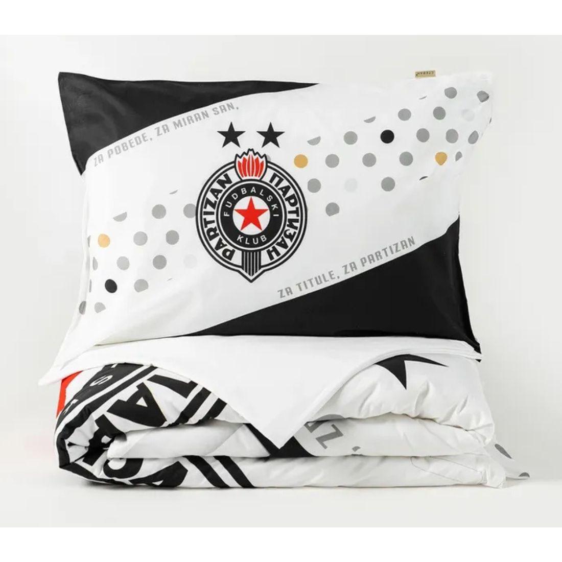 Stefan Komplet posteljina Partizan, 140x200 cm, 3 dela, Crno-bela