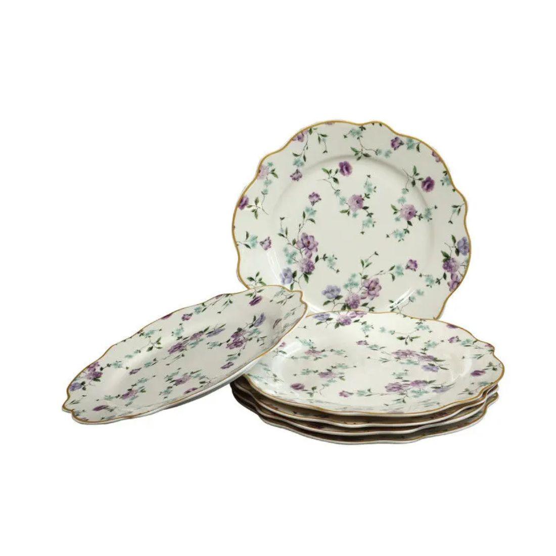 Sigma Set tanjira za kolače JH-Pl6-VIO, Porcelanski, 6 komada, Ljubičasto-beli