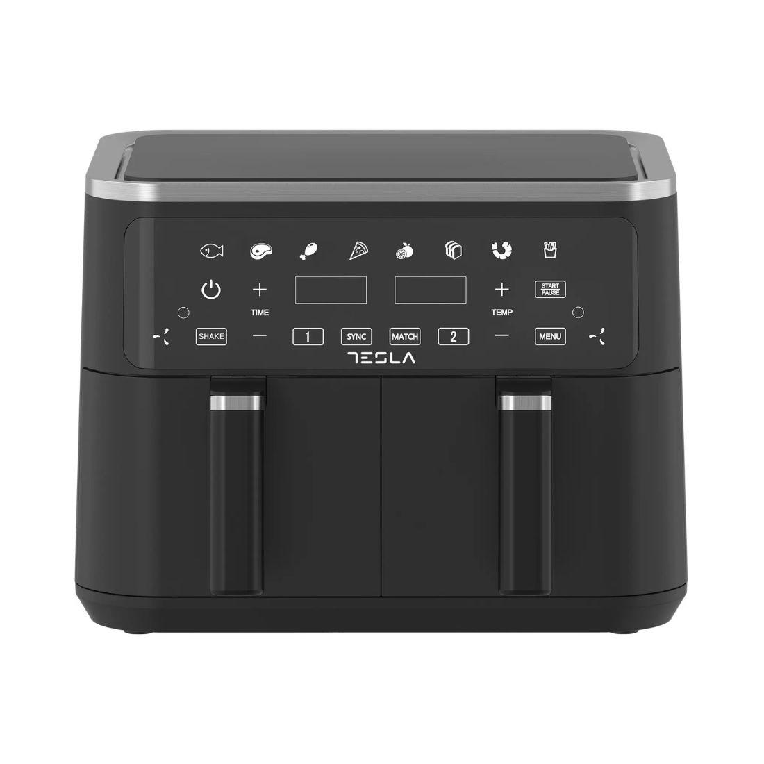 Tesla Air Fryer AF900BSD, 2400 W, 4,5 l + 4,5 l, Digitalni panel, Crni