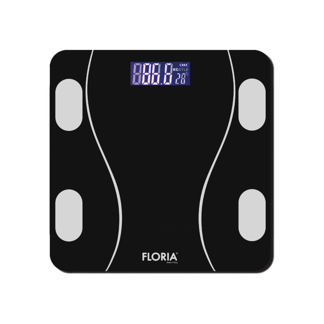 Floria Pametna vaga ZLN8962, Do 180 kg, Bluetooth, LED ekran, Crna