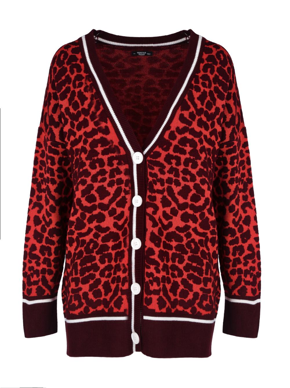 QU STYLE Ženski džemper crveno-bordo