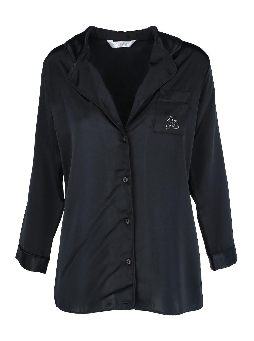 VIENETTA BRIDE Ženska satenska pidžama, L veličina, Crna