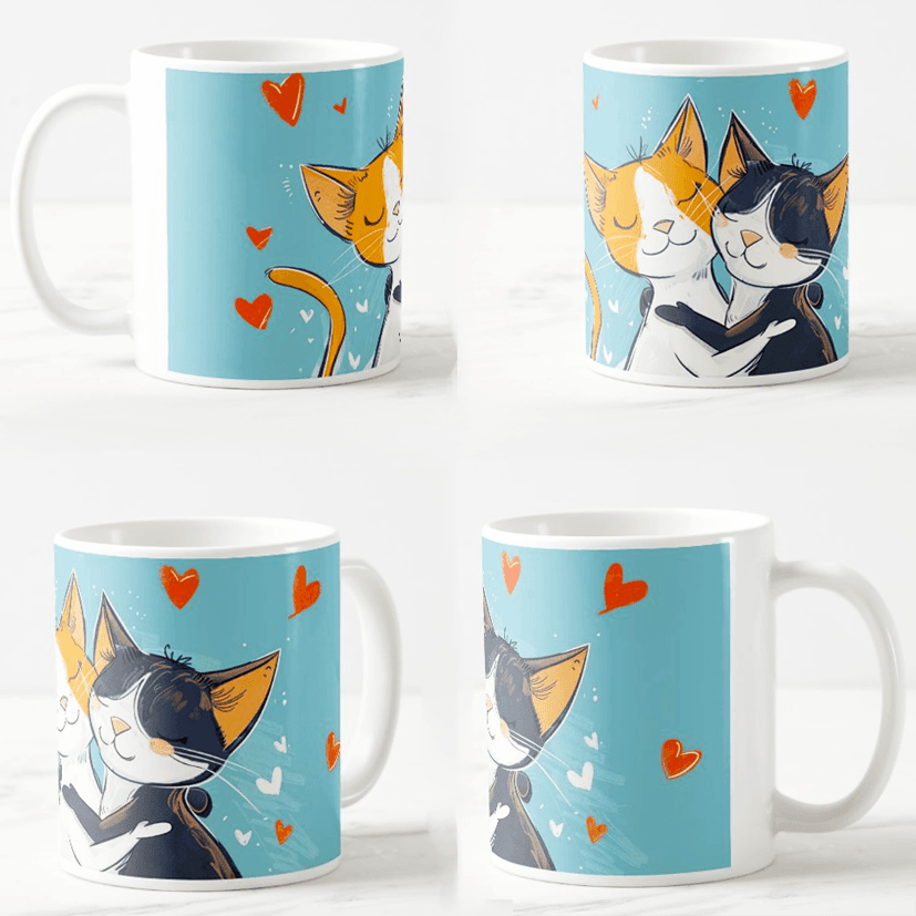 Šolja Zaljubljeni mačići, 330 ml, Bela