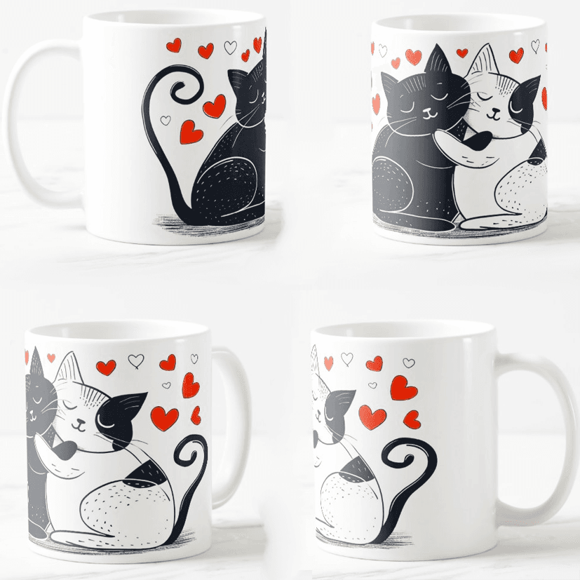 Šolja Zaljubljeni mačići, 330 ml, Bela