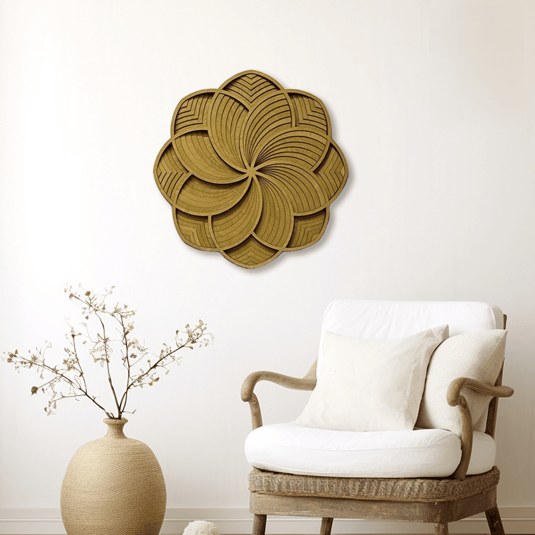 Zart Zidna dekoracija Cvet Mandala, Braon