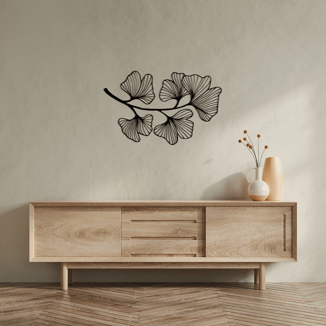 Zart Zidna dekoracija Ginko, Crna