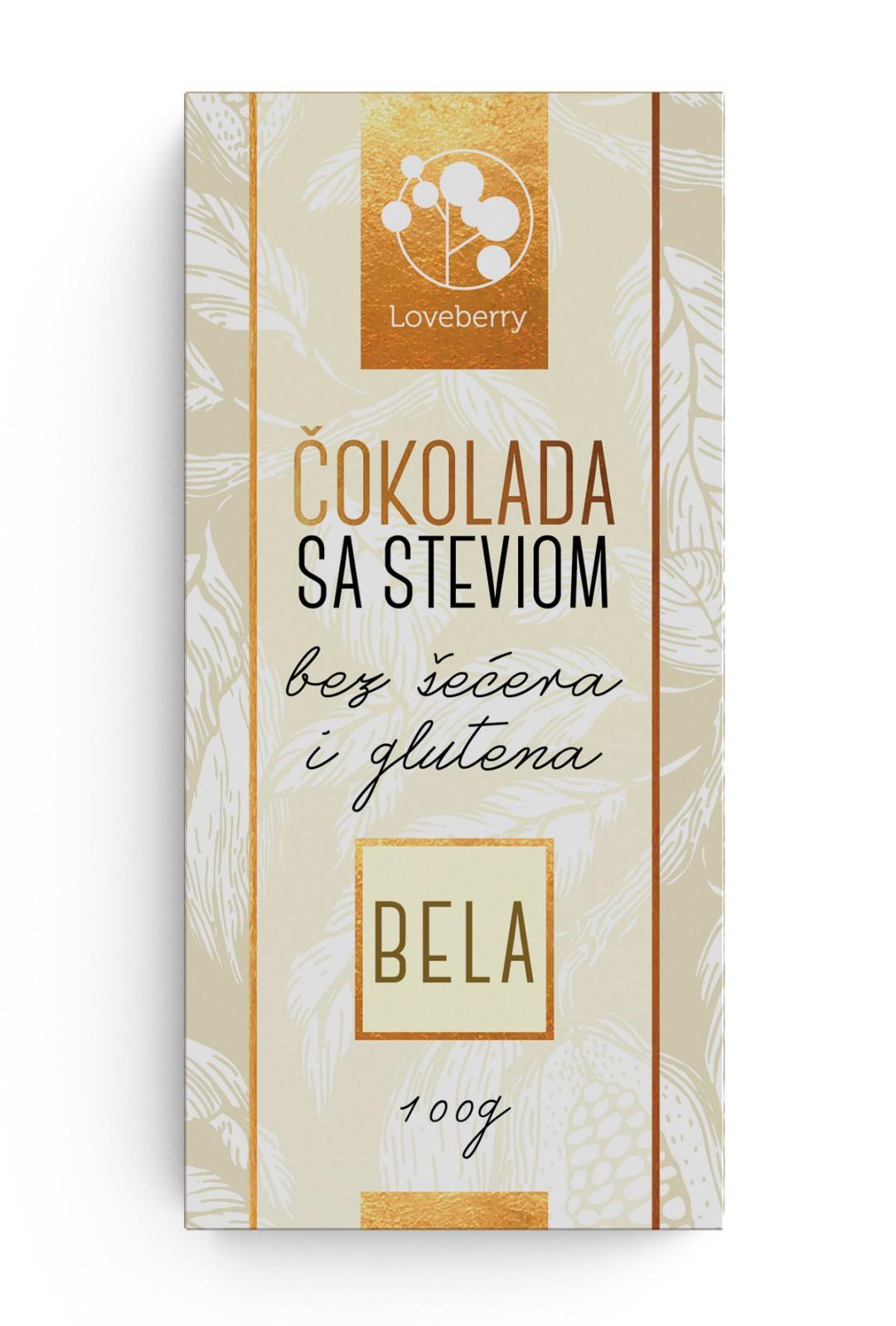 Selected image for Loveberry Bela čokolada sa steviom stevia 100g