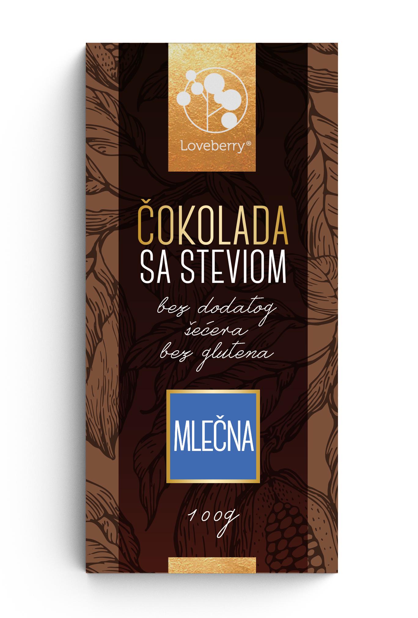 Selected image for Loveberry Mlečna čokolada sa steviom, 100g