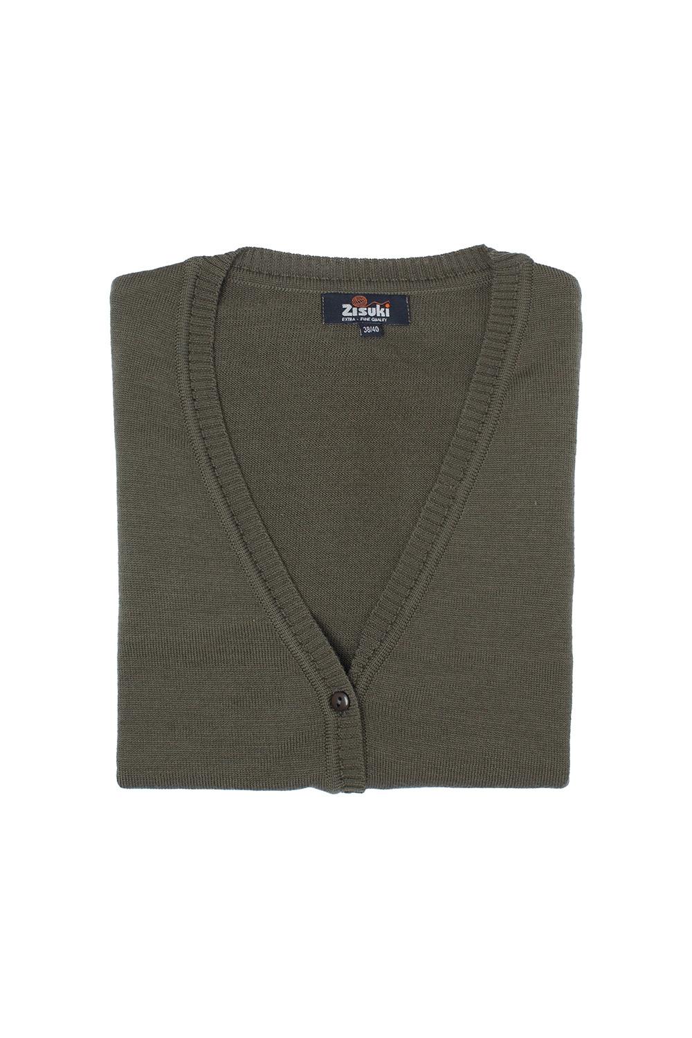 Zisuki Ženski kardigan, V izrez, Maslina