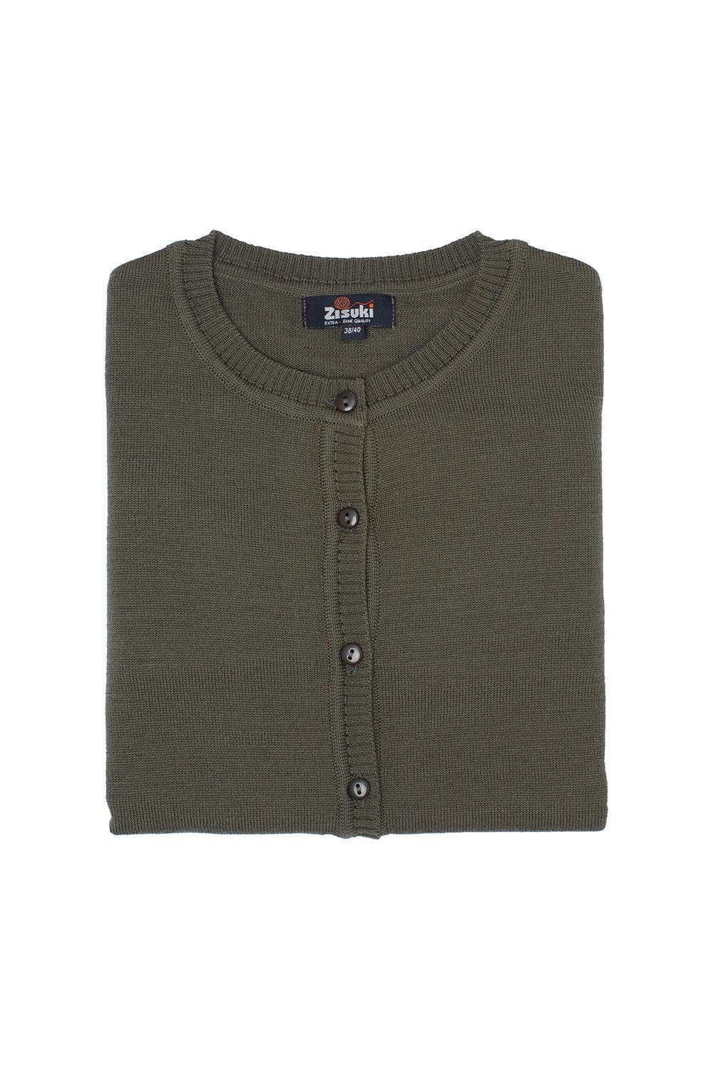 Zisuki Ženski kardigan, Okrugli izrez, Maslinasti