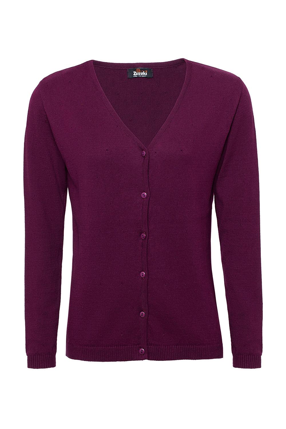 Zisuki Ženski kardigan, V izrez, Bordo