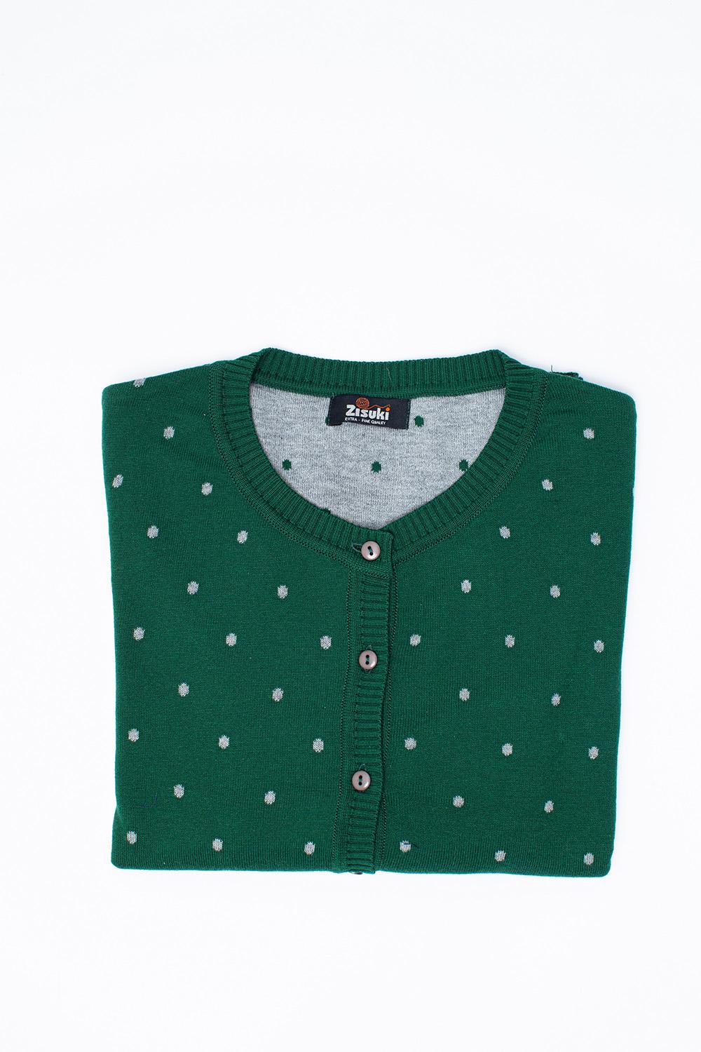 Zisuki Ženski kardigan na tufne, Okrugli izrez, Zeleni