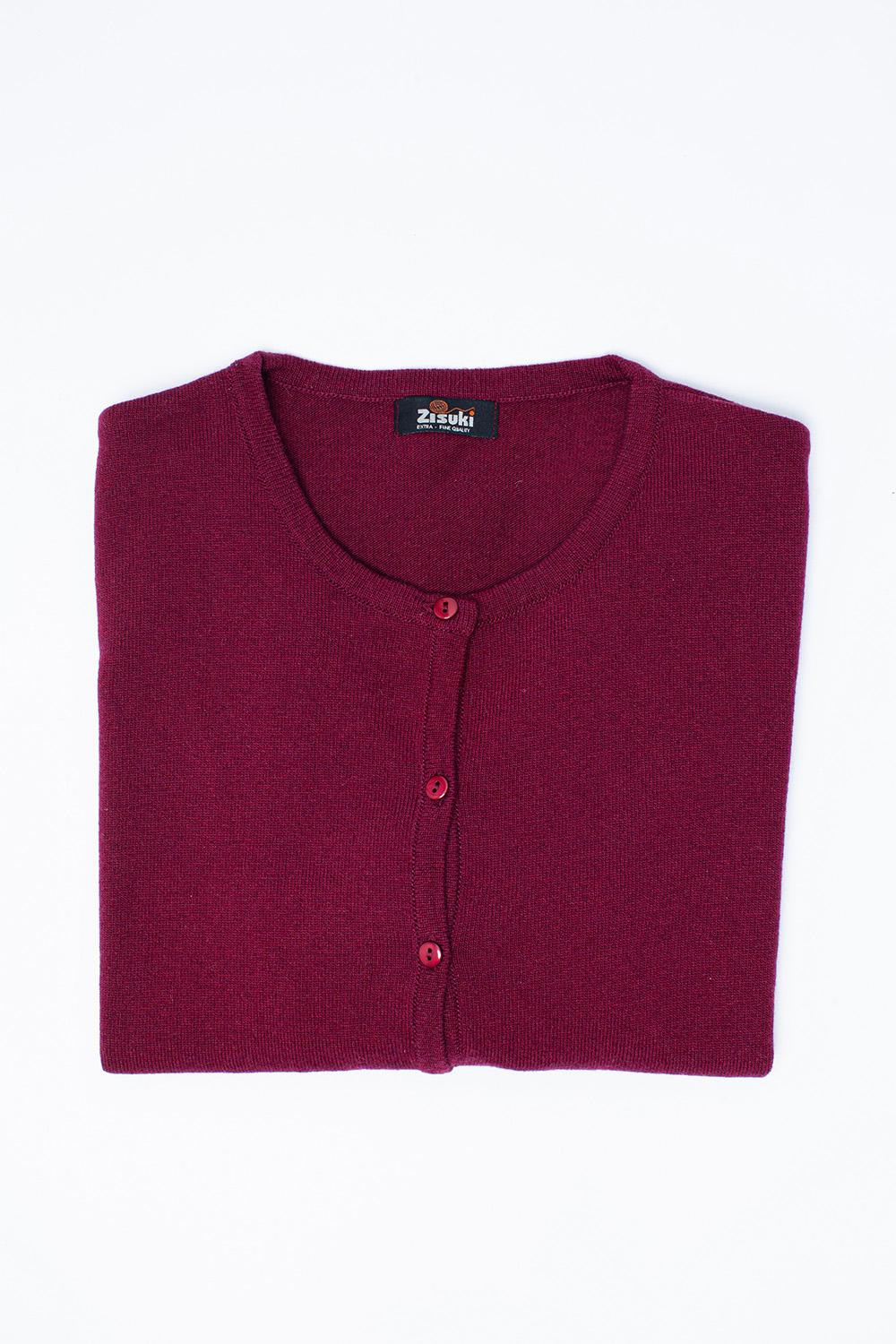 Zisuki Ženski kardigan, Okrugli izrez, Bordo