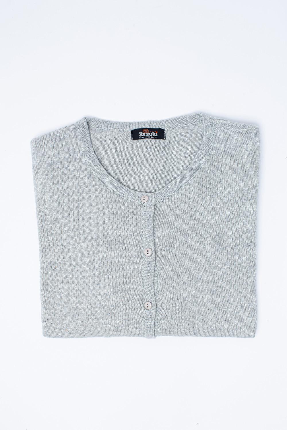 Zisuki Ženski kardigan, Okrugli izrez, Sivi