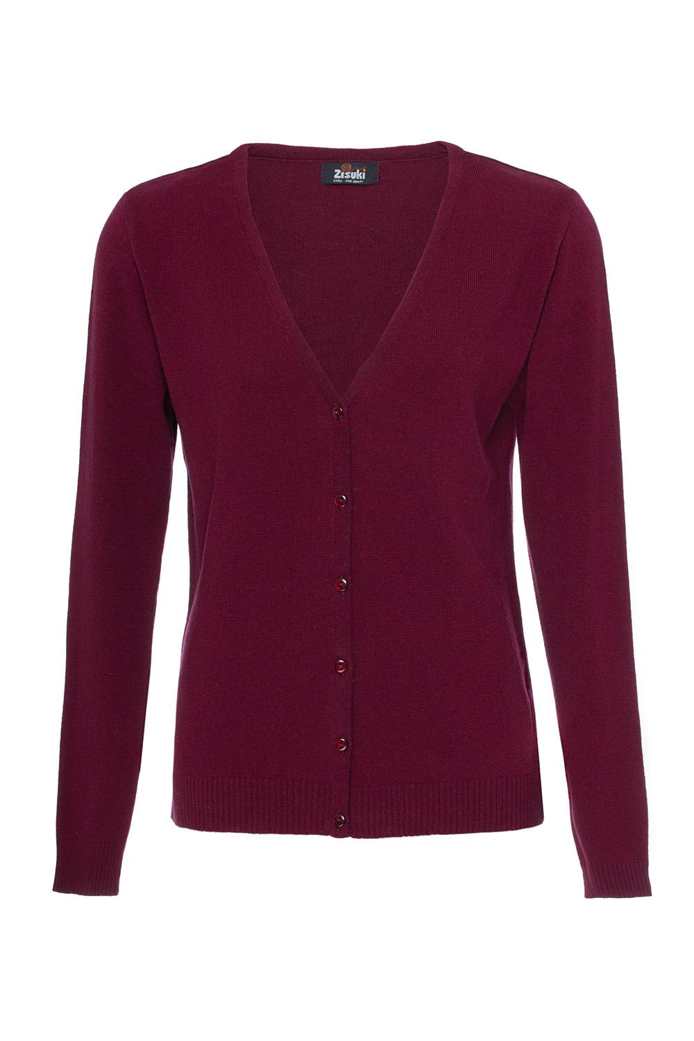 Zisuki Ženski kardigan, V izrez, Bordo