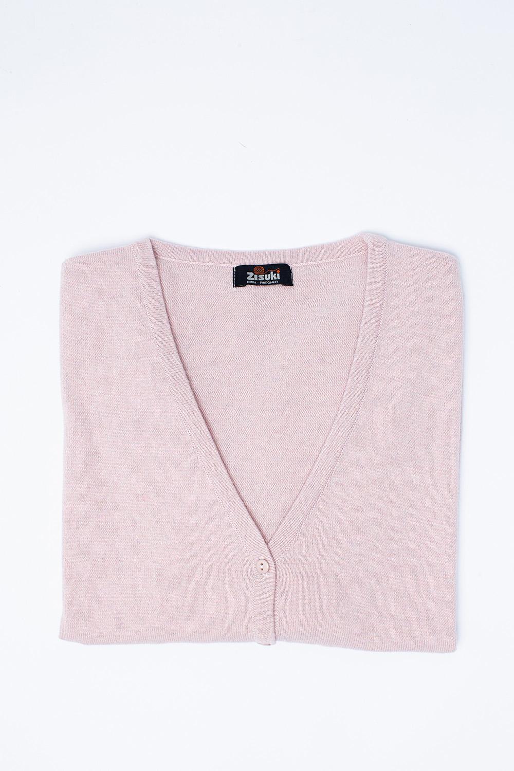Zisuki Ženski kardigan, V izrez, Roze