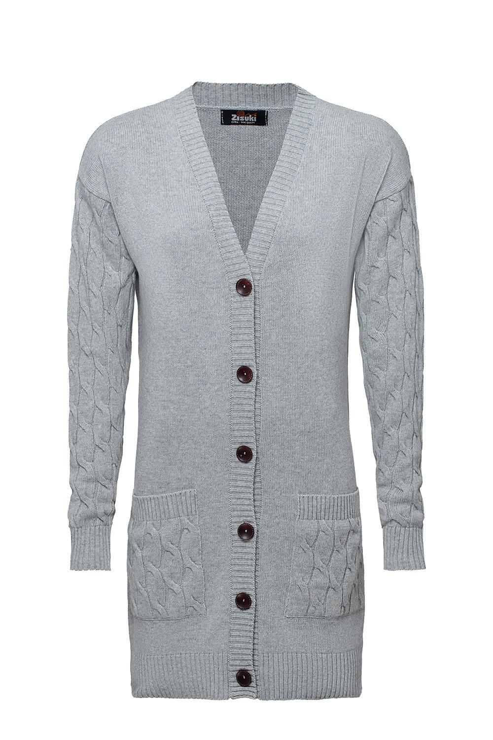 Zisuki Ženski kardigan, V izrez, Sivi