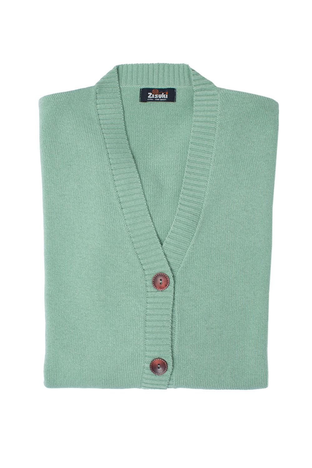 Zisuki Ženski kardigan, V izrez, Zeleni