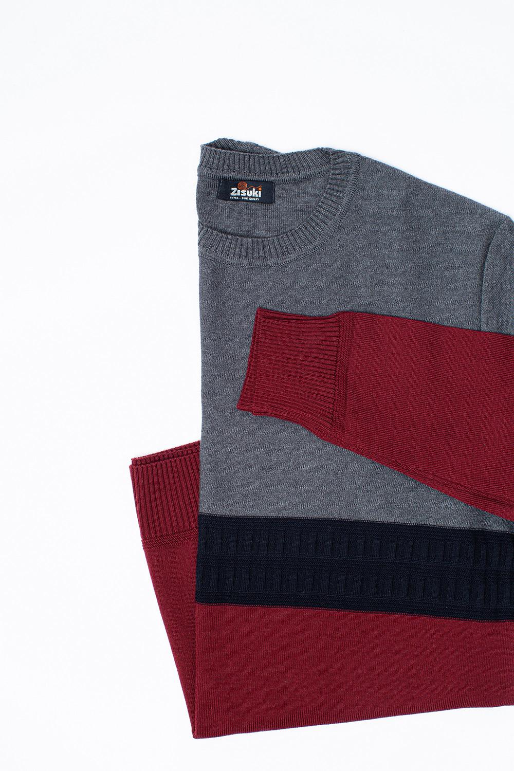 Zisuki Muški pulover, Okrugli izrez, Sivi