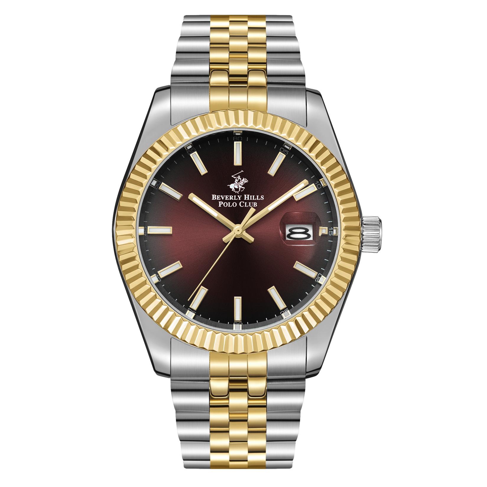 Beverly Hills Polo Club Muški sat BP3018X.280, Bordo kućište, Srebrno-zlatne boje