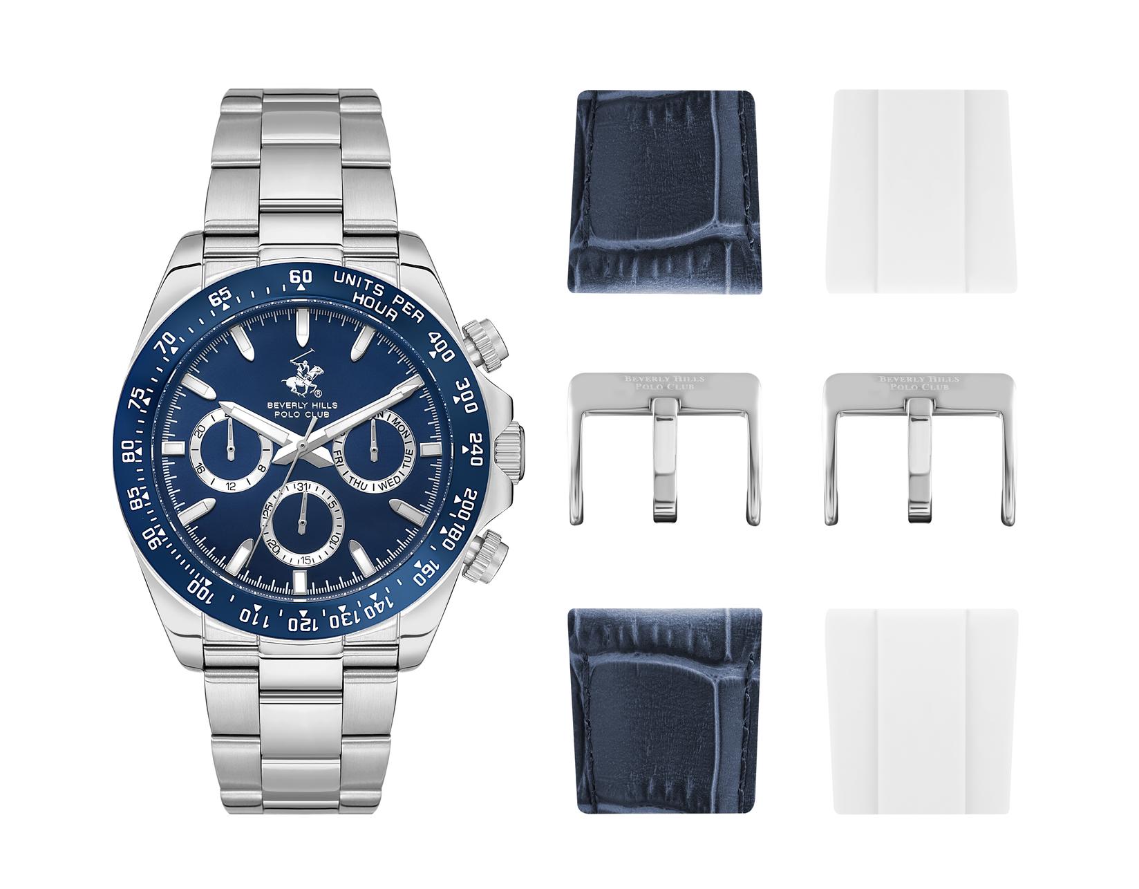 Beverly Hills Polo Club Muški sat BP3608X.390, Teget kućište, Srebrne boje