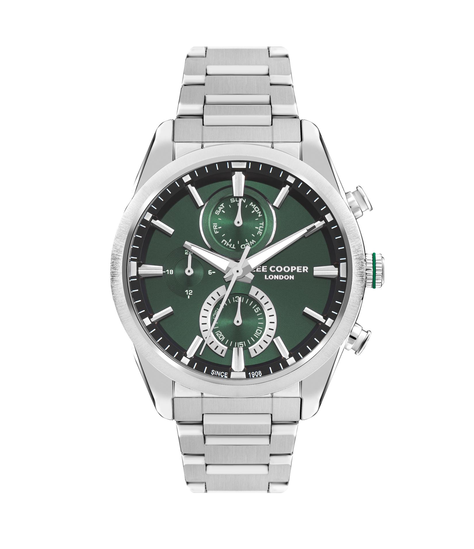 Lee Cooper Muški sat LC07947.370, Zeleno kućište, Srebrne boje