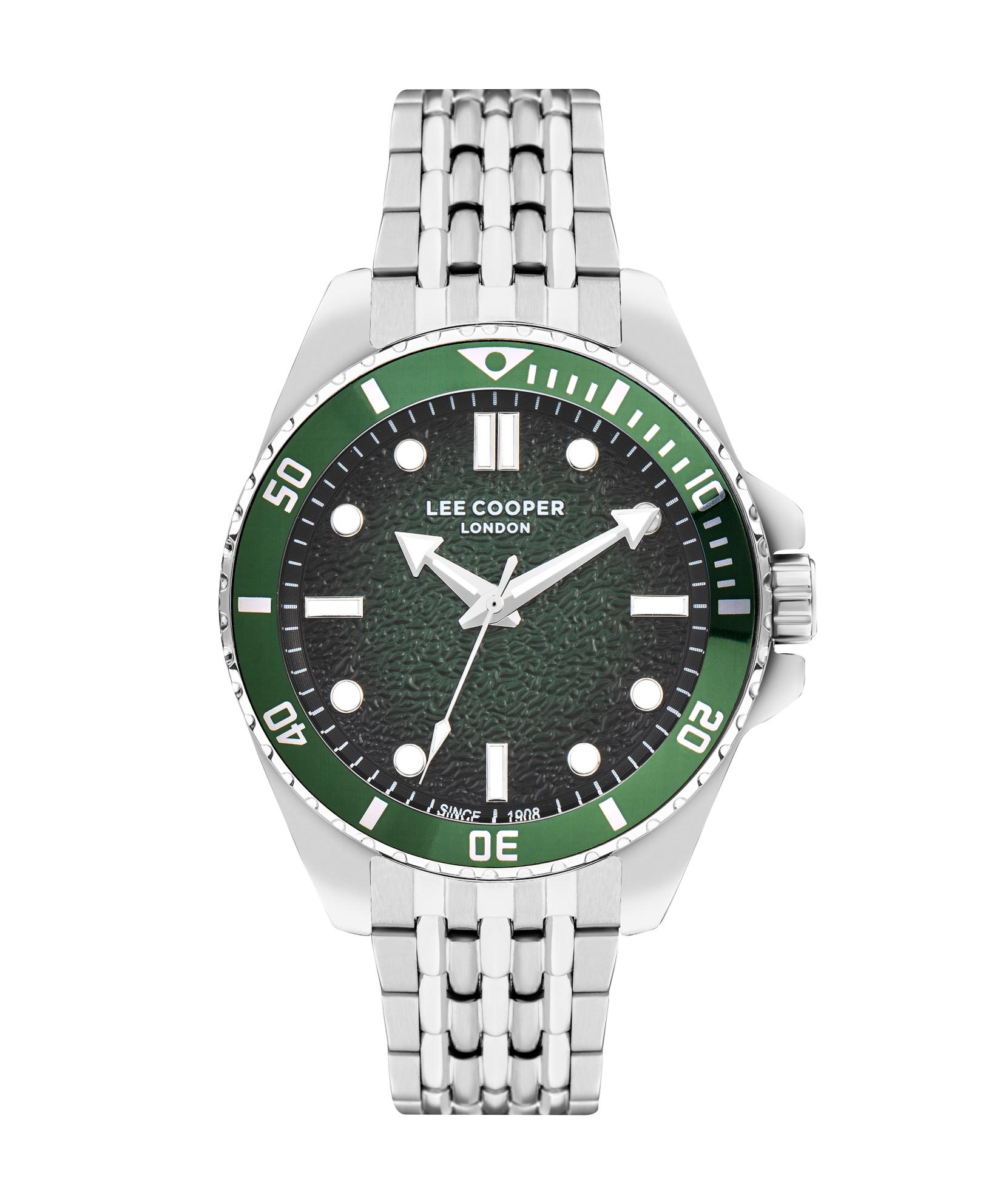 Lee Cooper Muški sat LC07954.370, Zeleno kućište, Srebrne boje