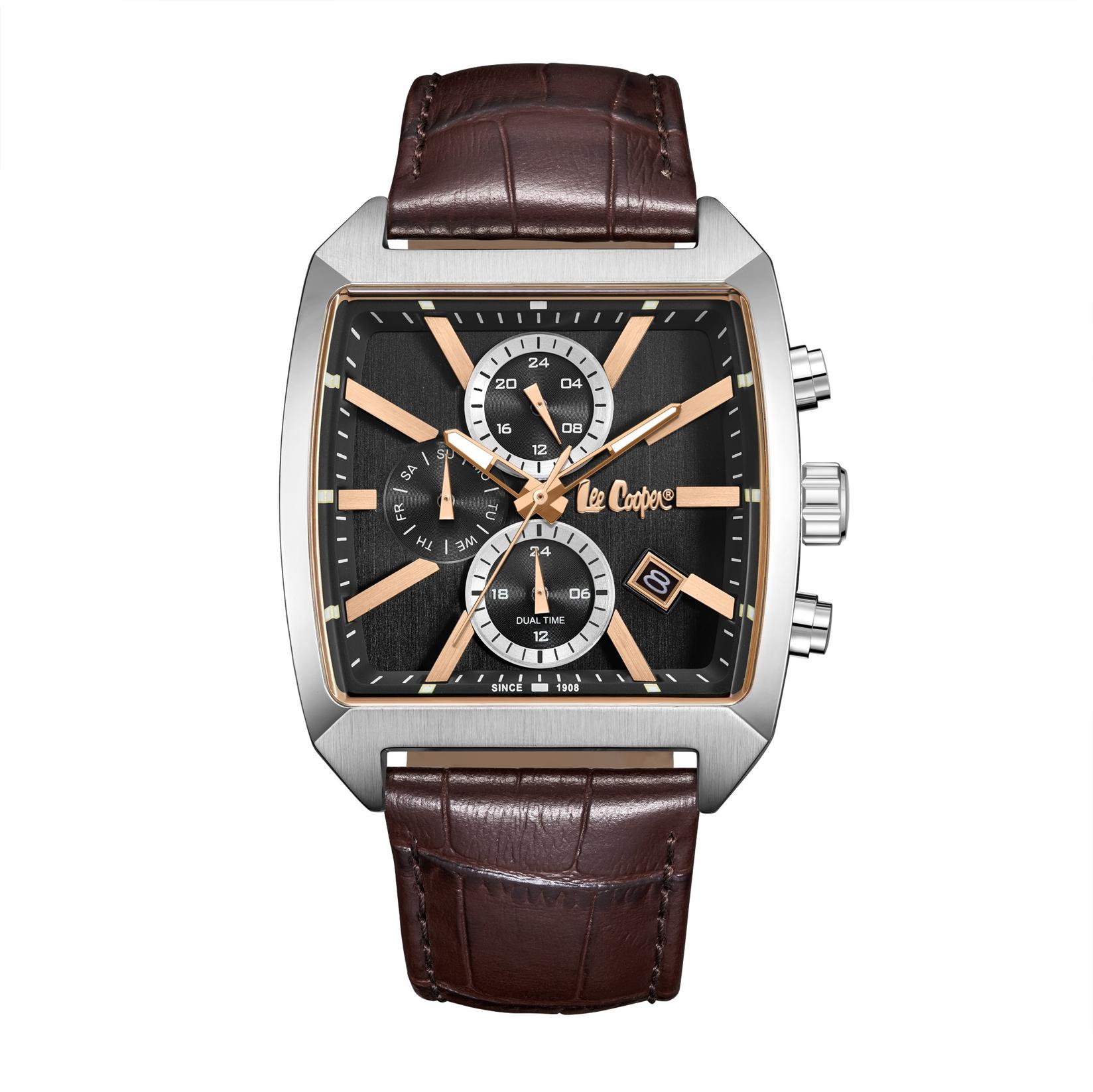 Lee Cooper Muški sat LC08180.362, Sivo kućište, Braon