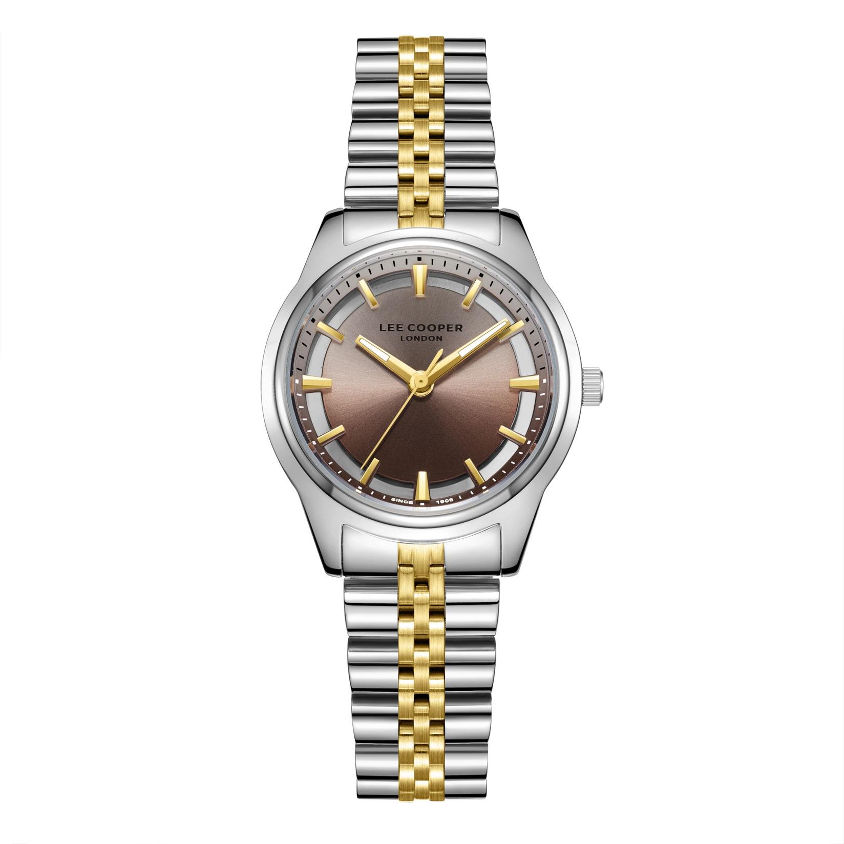 Lee Cooper Ženski sat LC08285.240, Braon kućište, Srebrno-zlatne boje