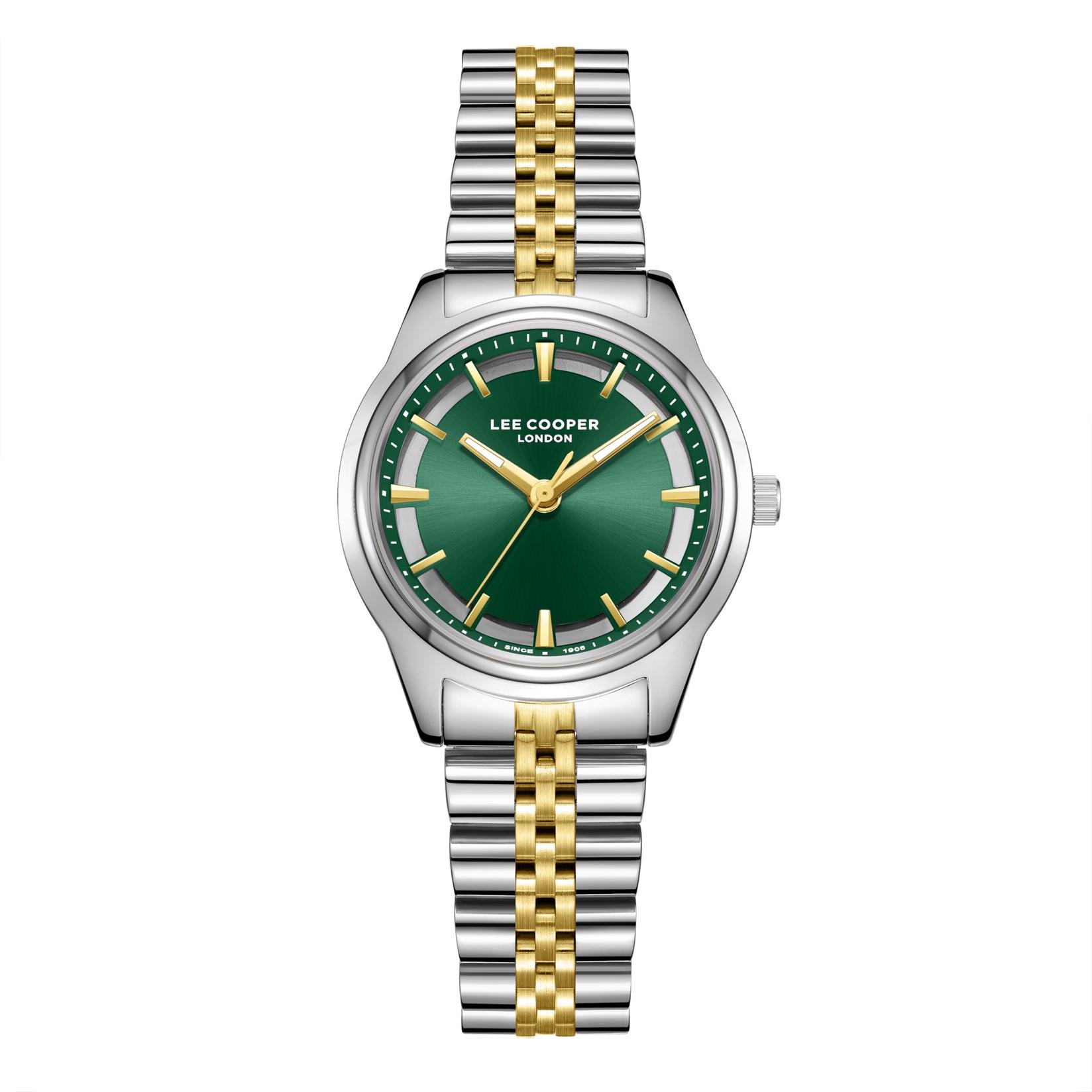 Lee Cooper Ženski sat LC08285.270, Zeleno kućište, Srebrno-zlatne boje