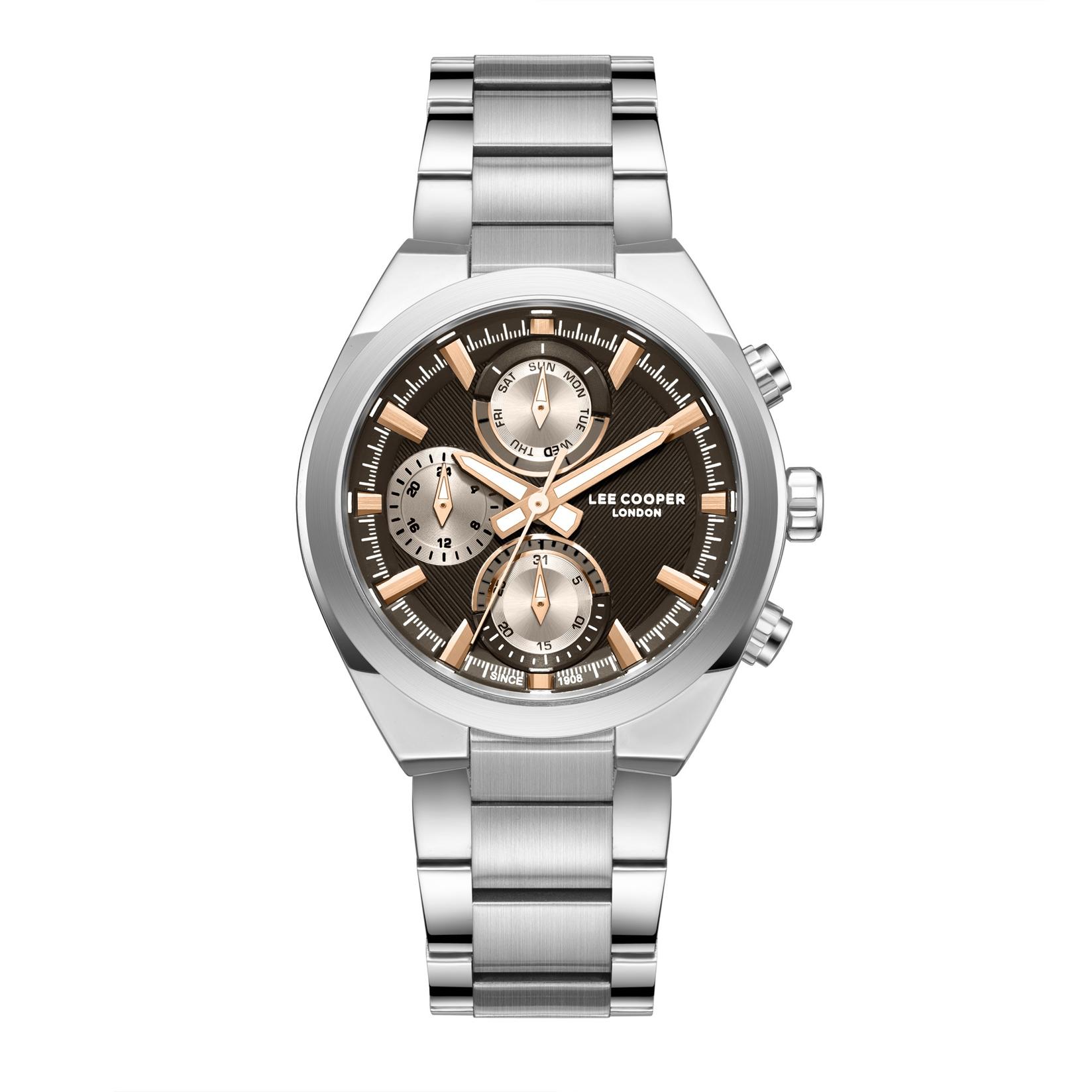 Lee Cooper Muški sat LC08294.340, Braon kućište, Srebrne boje