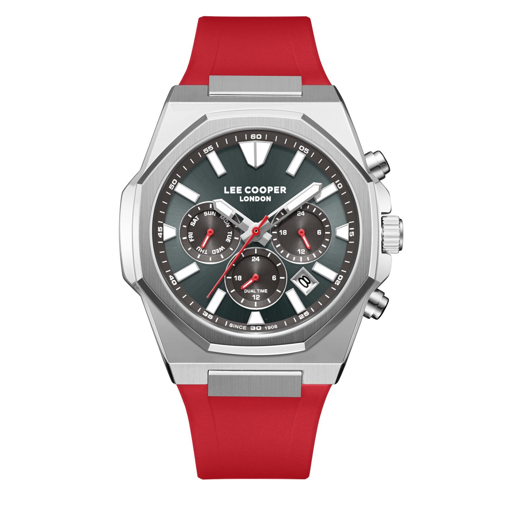 Lee Cooper Muški sat LC08313.368, Sivo kućište, Crveni
