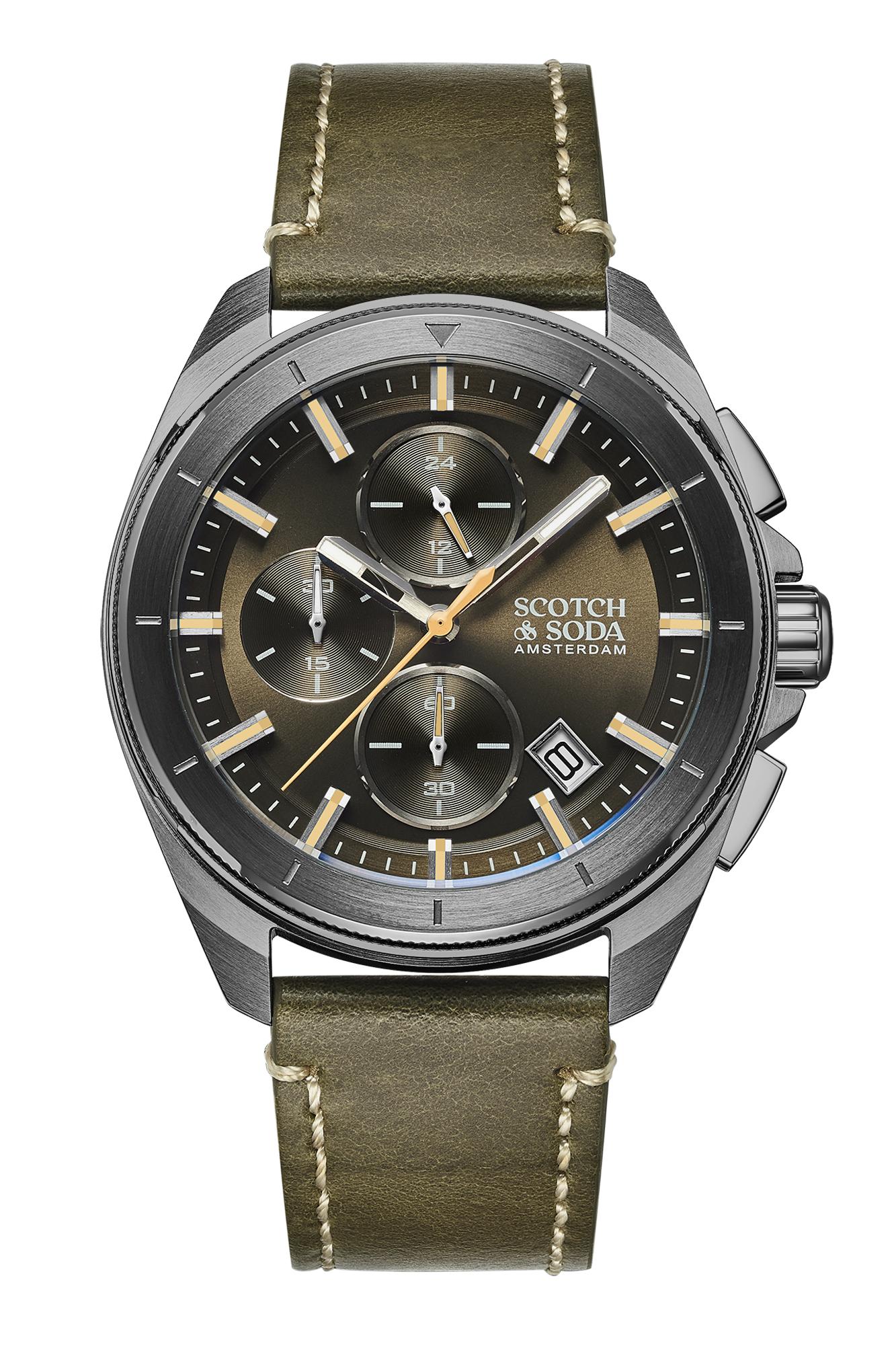 Scotch & Soda Muški sat SSM.109D, Kvarcni mehanizam, Maslinasto kućište, Maslinasti