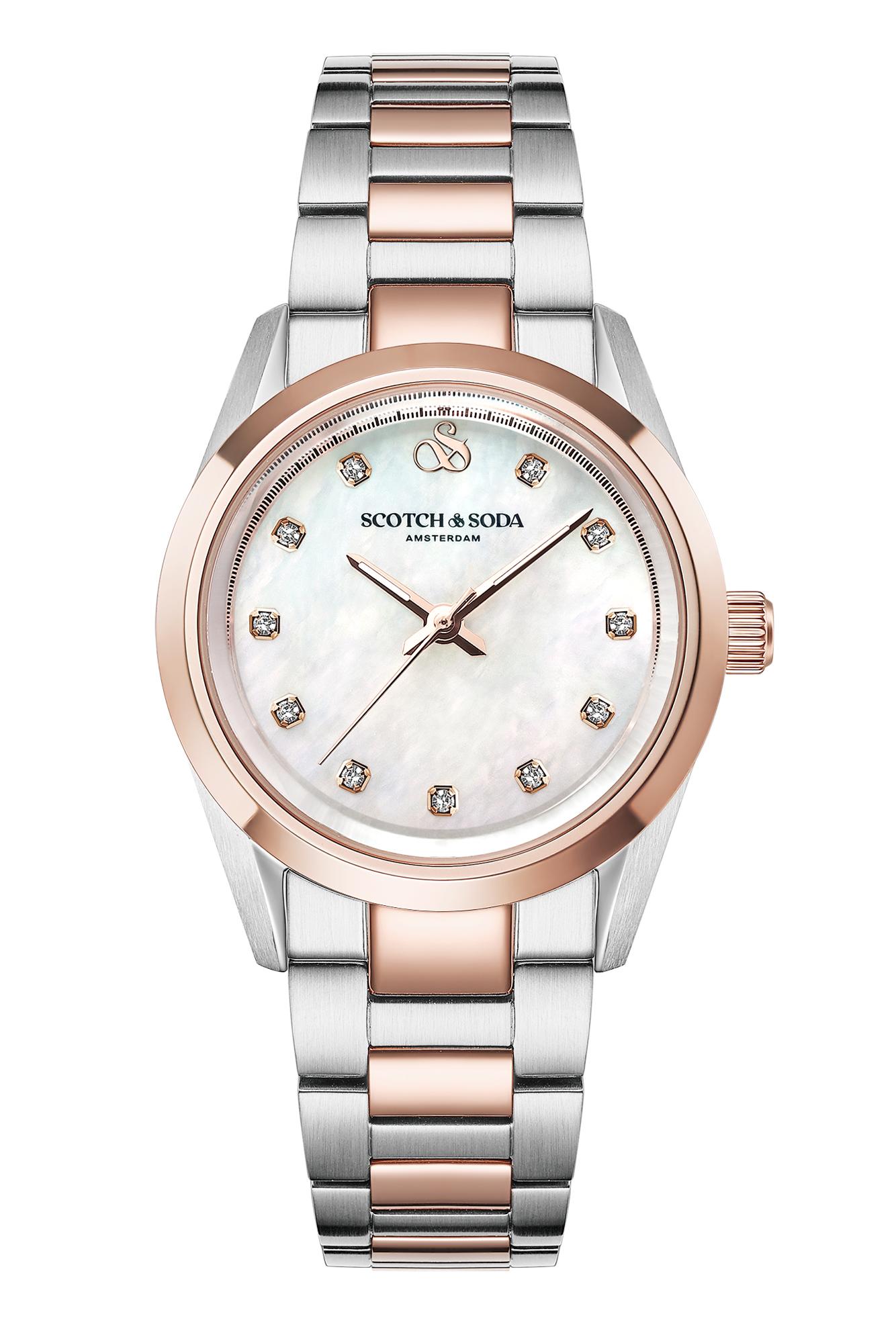 Scotch & Soda Ženski sat SSW.124B, Kvarcni mehanizam, Sedefasto kućište, Rose gold-srebrne boje