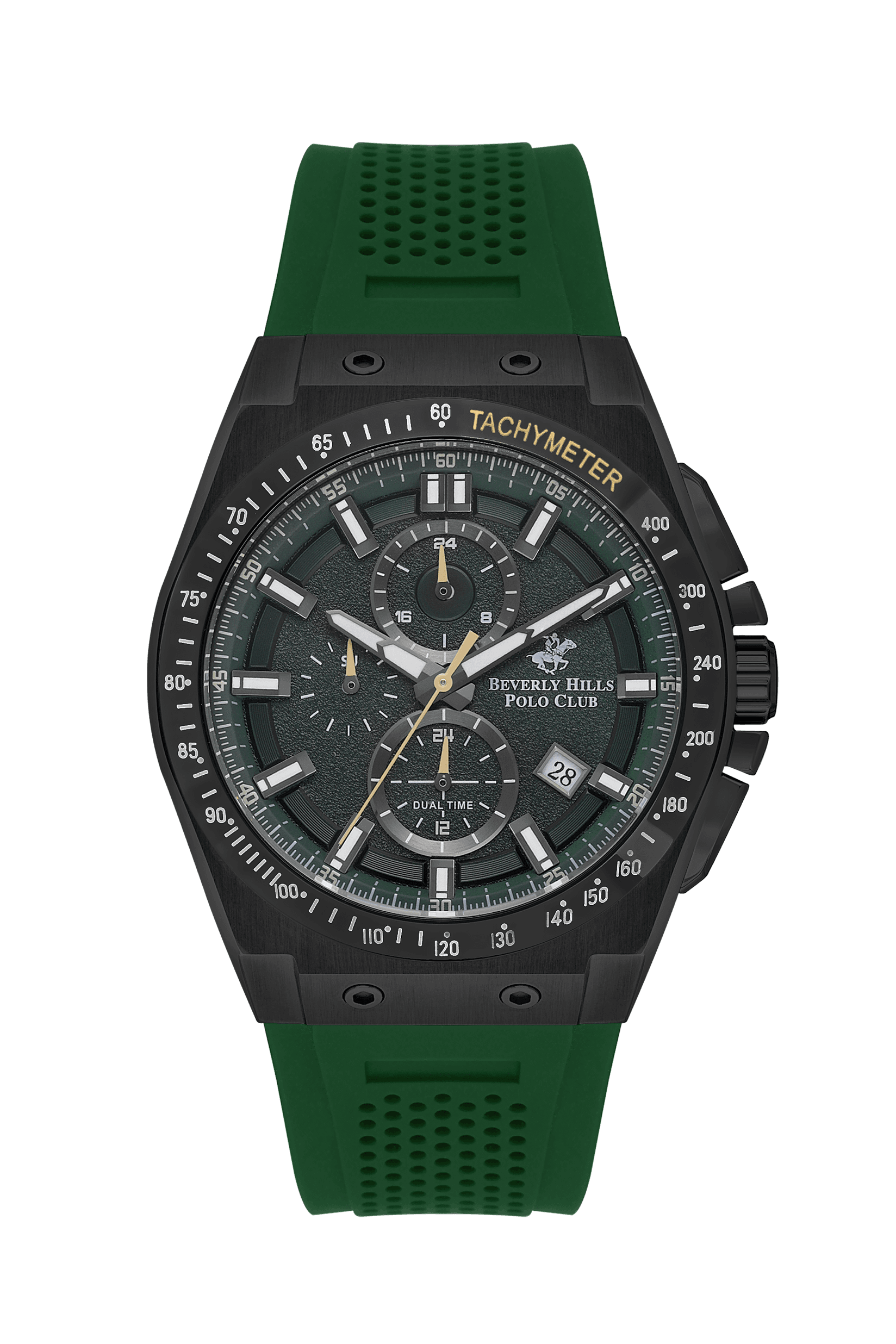 BEVERLY HILLS POLO CLUB Muški ručni sat, Kvarcni mehanizam, 47mm, Zeleno kućište, Zeleni, BP3541X.675