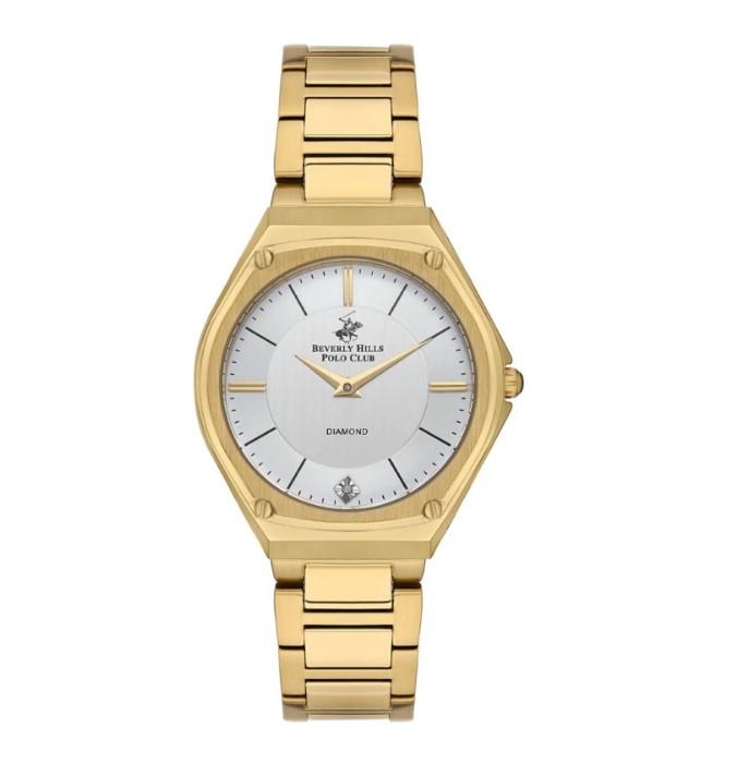 BEVERLY HILLS POLO CLUB Ženski ručni sat, Kvarcni mehanizam, 35mm, Srebrno kućište, Zlatne boje, BP3560X.130