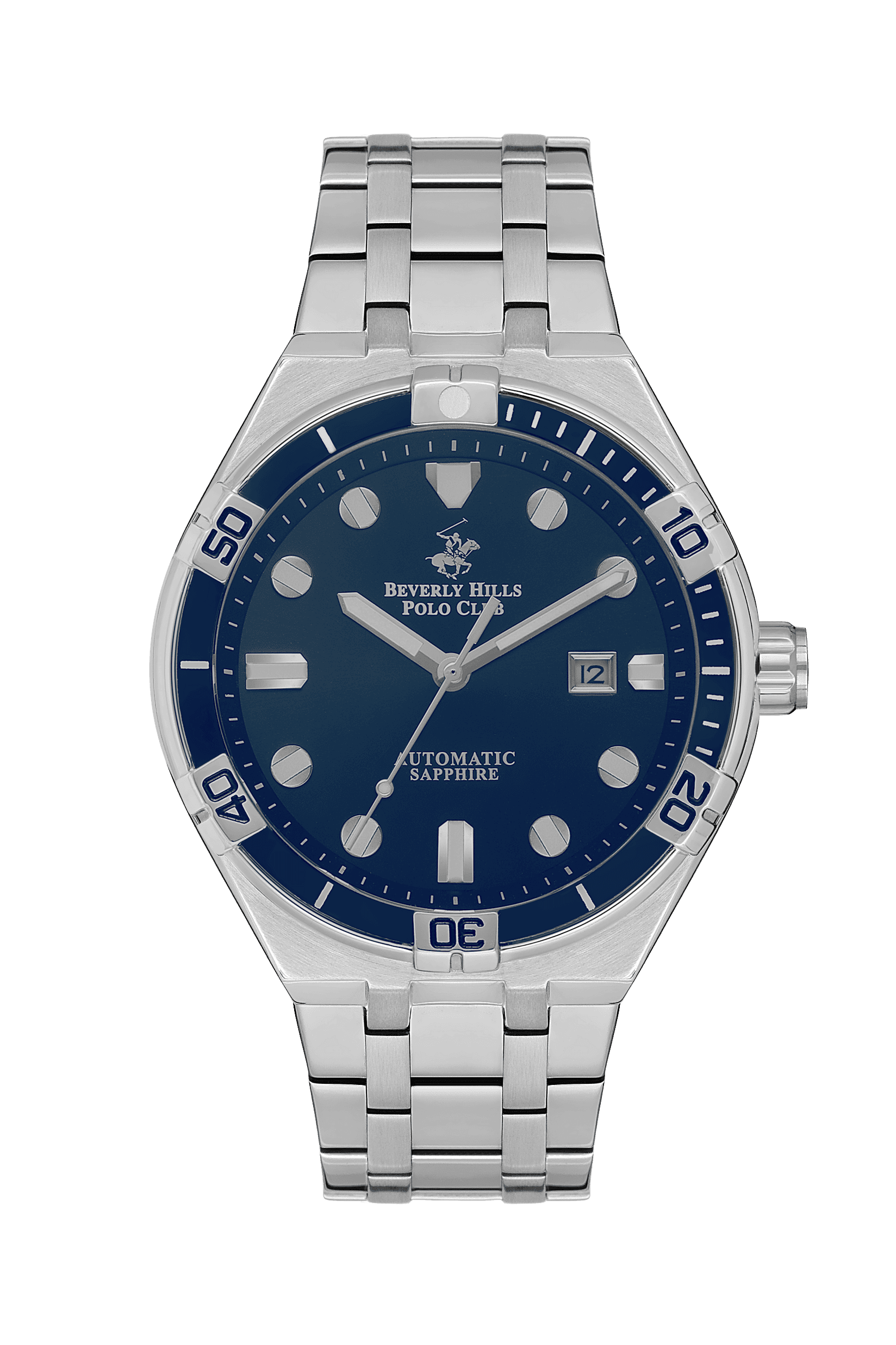 BEVERLY HILLS POLO CLUB Muški ručni sat, Automatski mehanizam, 44 mm, Teget kućište, Srebrne boje, BP3575X.390