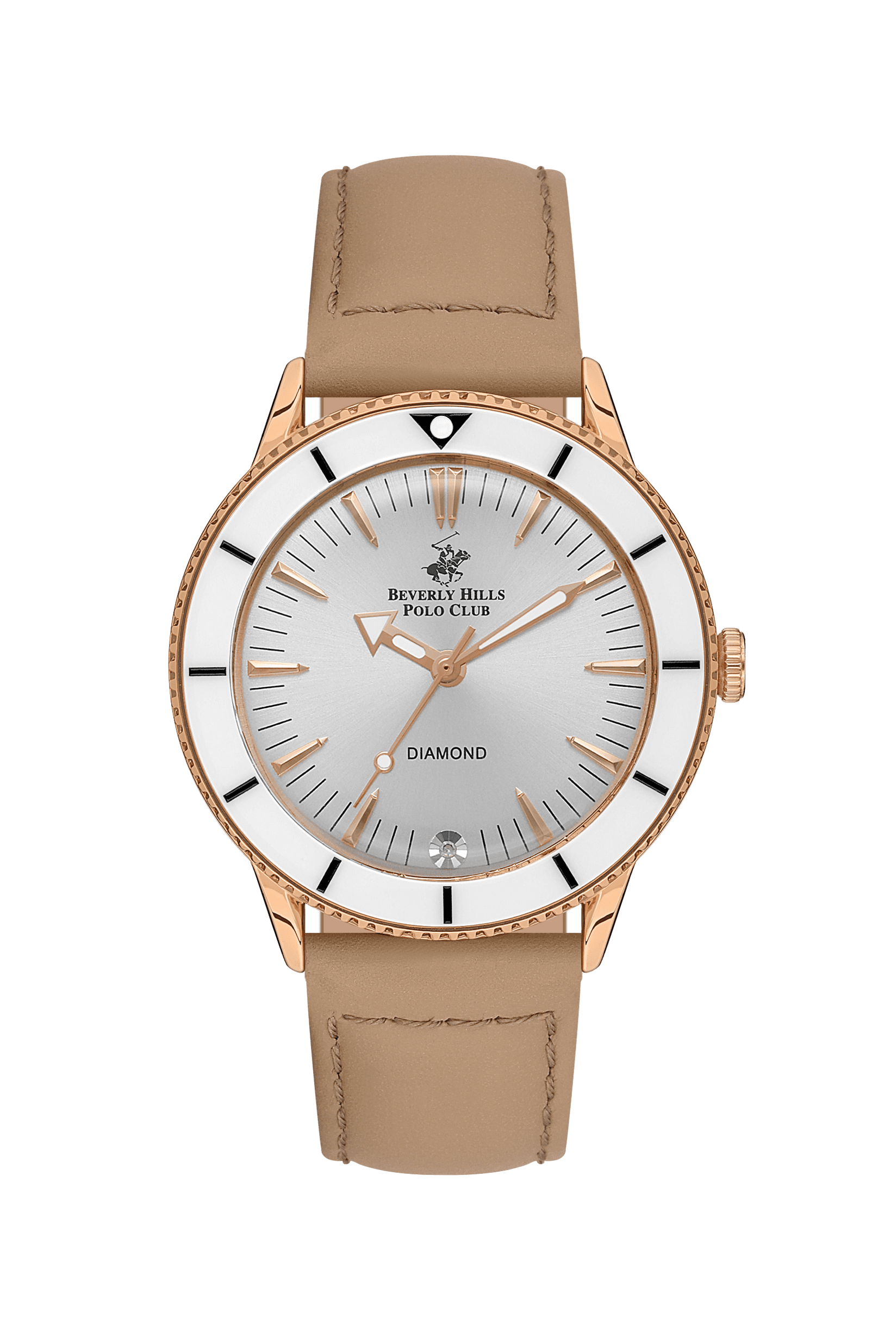 BEVERLY HILLS POLO CLUB Ženski ručni sat, Kvarcni mehanizam, 35mm, Sivo kućište, Bež, BP3580C.434