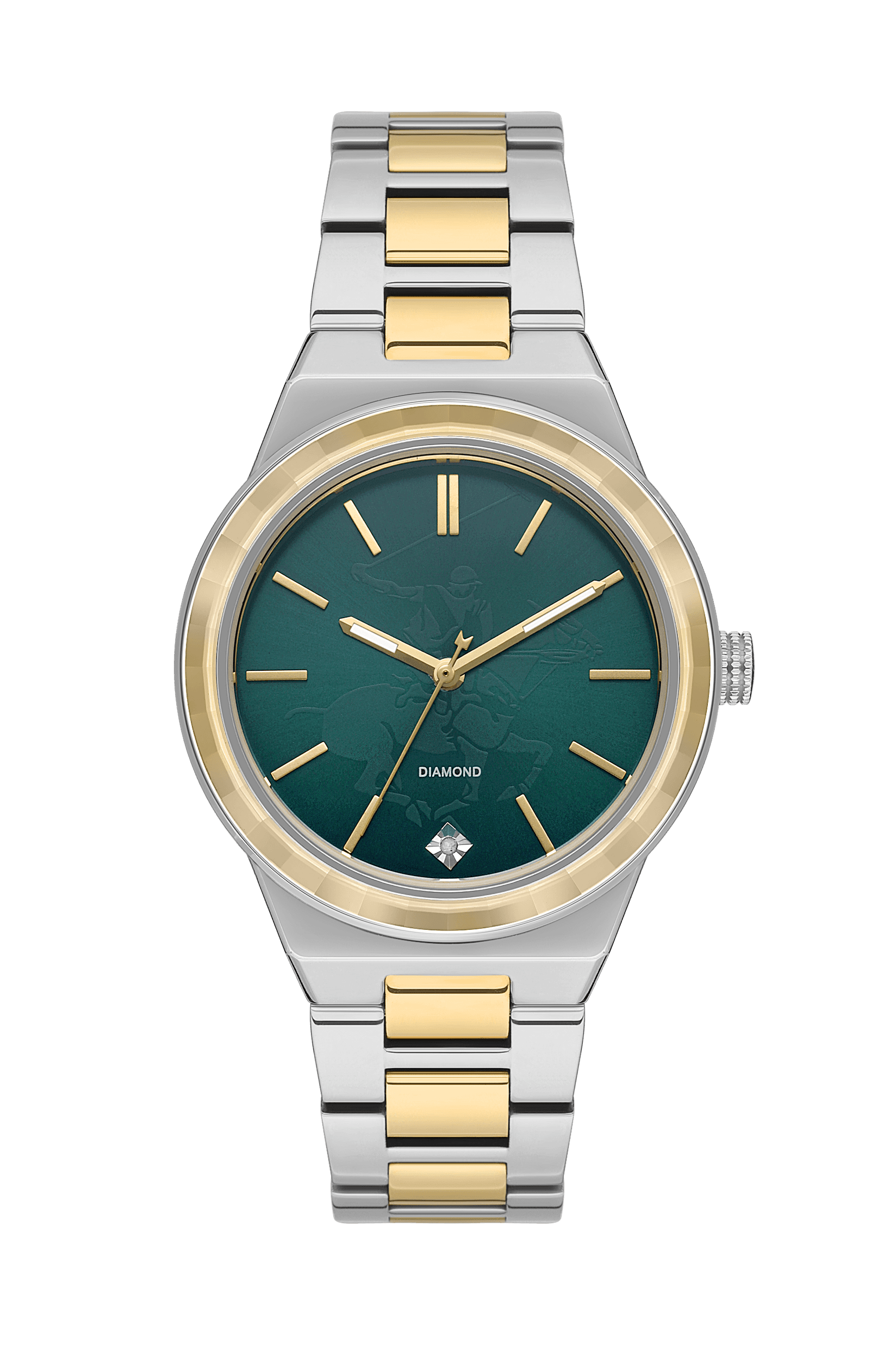 BEVERLY HILLS POLO CLUB Ženski ručni sat, Kvarcni mehanizam, 36mm, Zeleno kućište, Zlatne boje, BP3584X.570