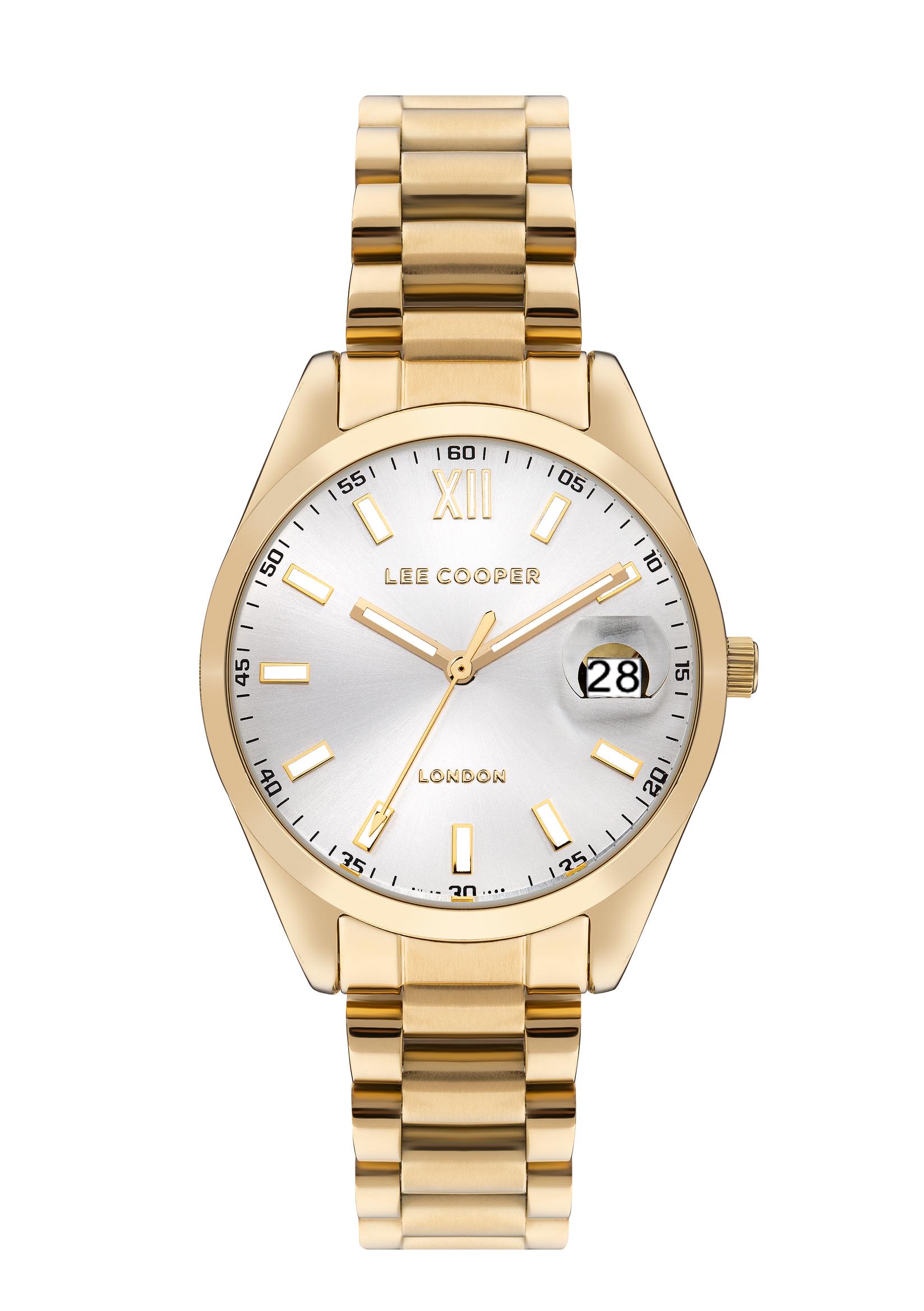 LEE COOPER Ženski ručni sat, Kvarcni mehanizam, 34mm, Sivo kućište, Zlatne boje, LC07827.130