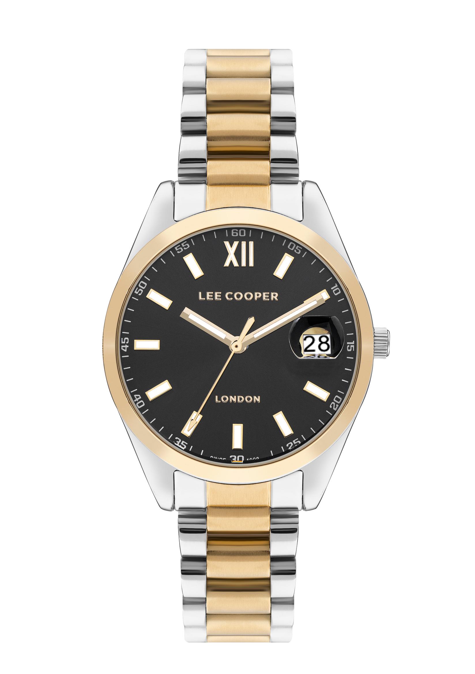 LEE COOPER Ženski ručni sat, Kvarcni mehanizam, 34mm, Crno kućište, Zlatne boje, LC07827.250