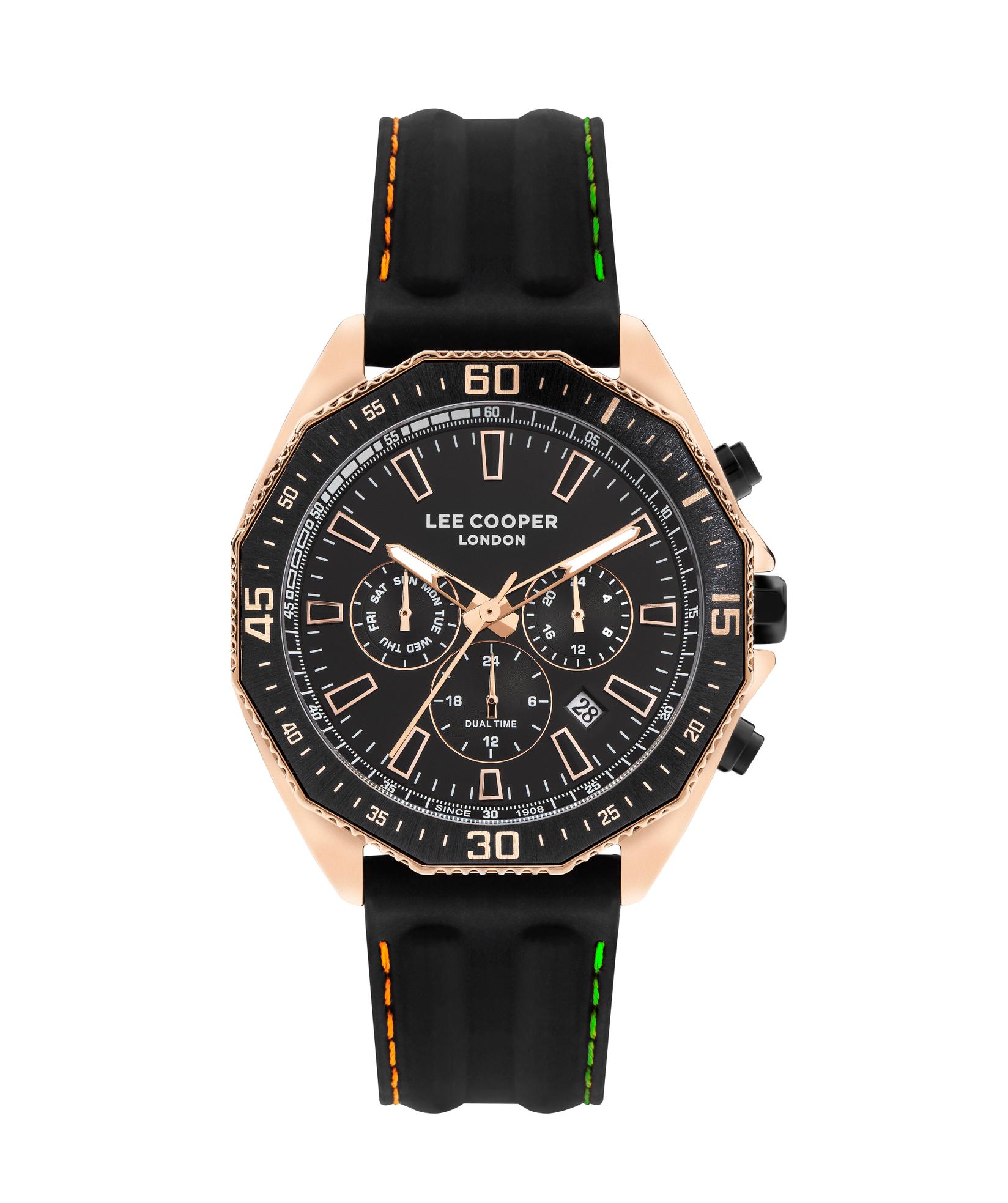 LEE COOPER Muški ručni sat, Kvarcni mehanizam, 45mm, Crno kućište, Crni, LC07848.451