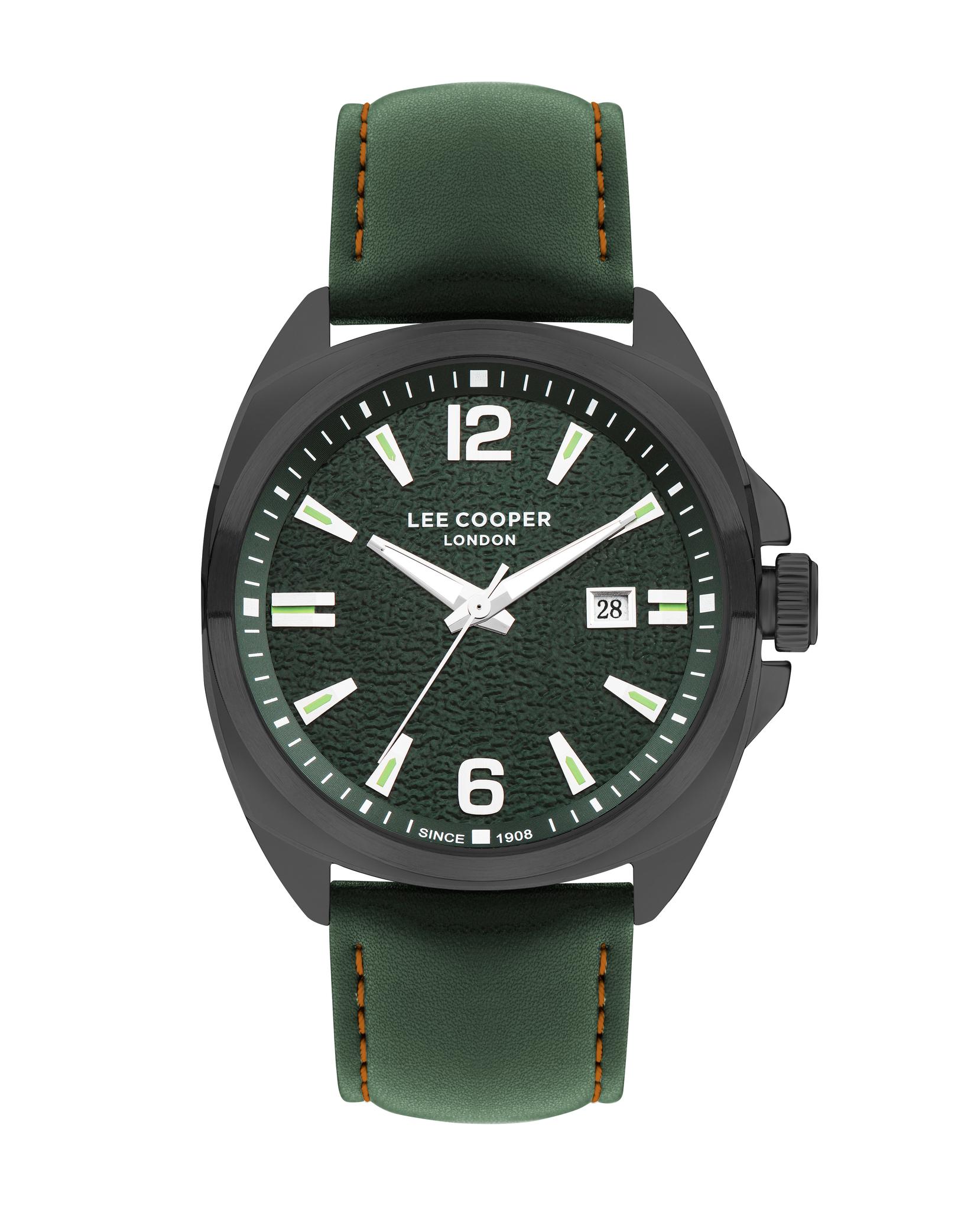 LEE COOPER Muški ručni sat, Kvarcni mehanizam, 45mm, Zeleno kućište, Zeleni, LC07858.077