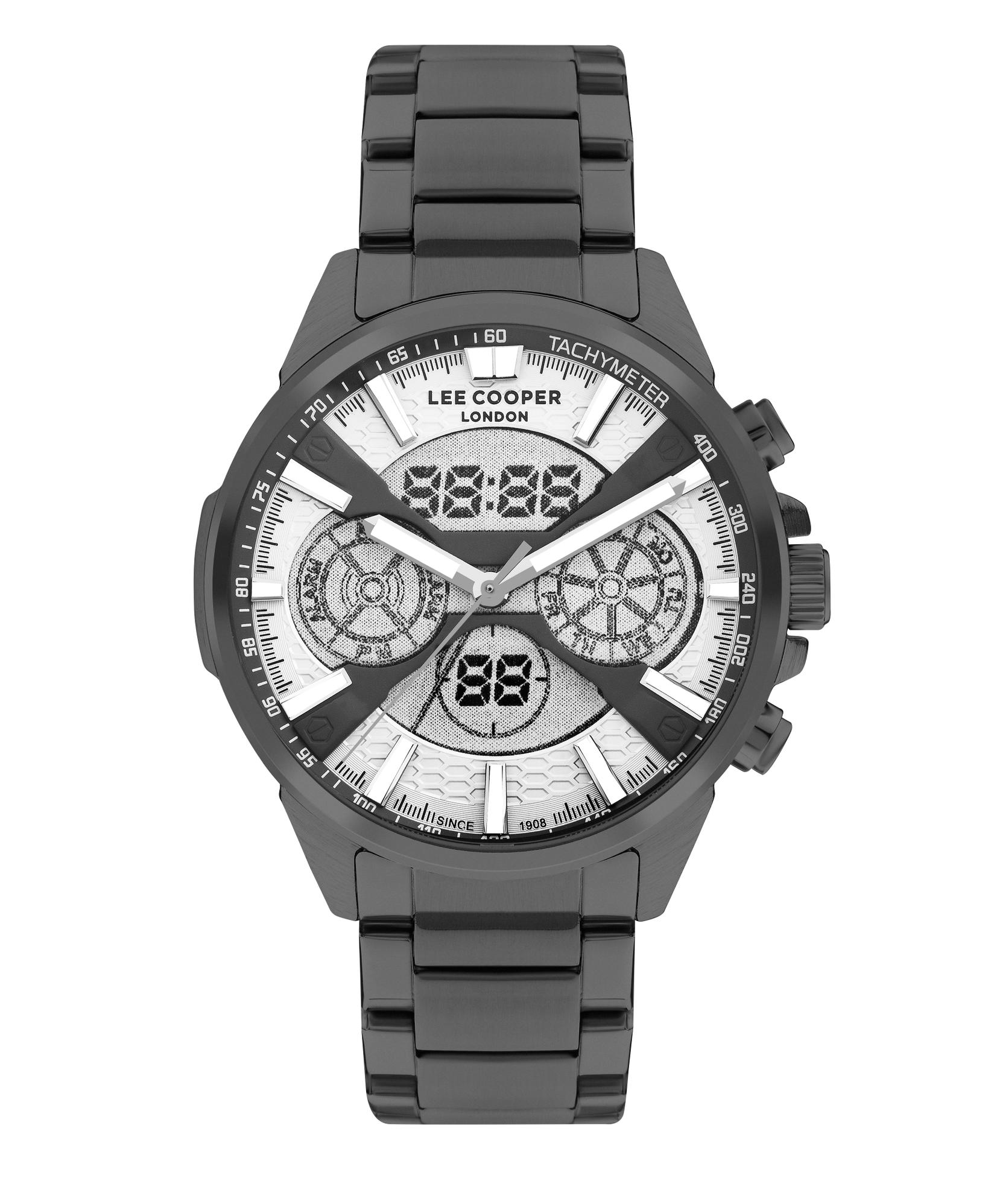 LEE COOPER Muški ručni sat, Kvarcni mehanizam, 46mm, Sivo kućište, Sivi, LC07878.060